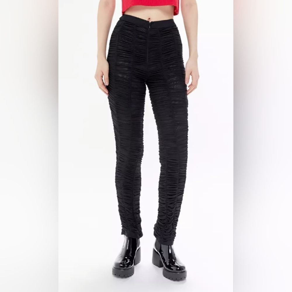 I.AM.GIA Ophelia Sheer Ruched High-Rise Black Pants Medium